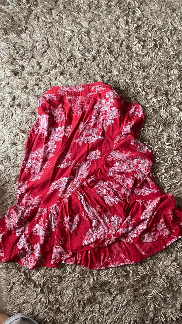 Kırmızı Desenli Uzun Hamile Etek - Görsel 2