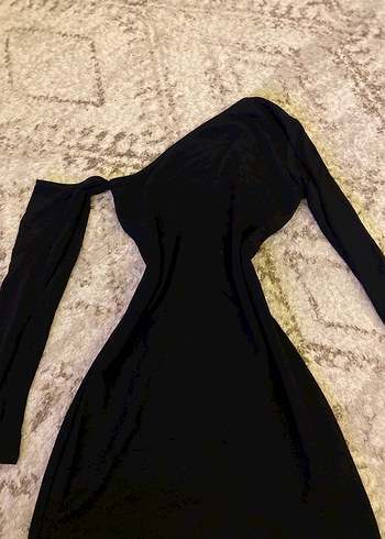 Siyah Deri Straplez Mini Elbise - Görsel 2