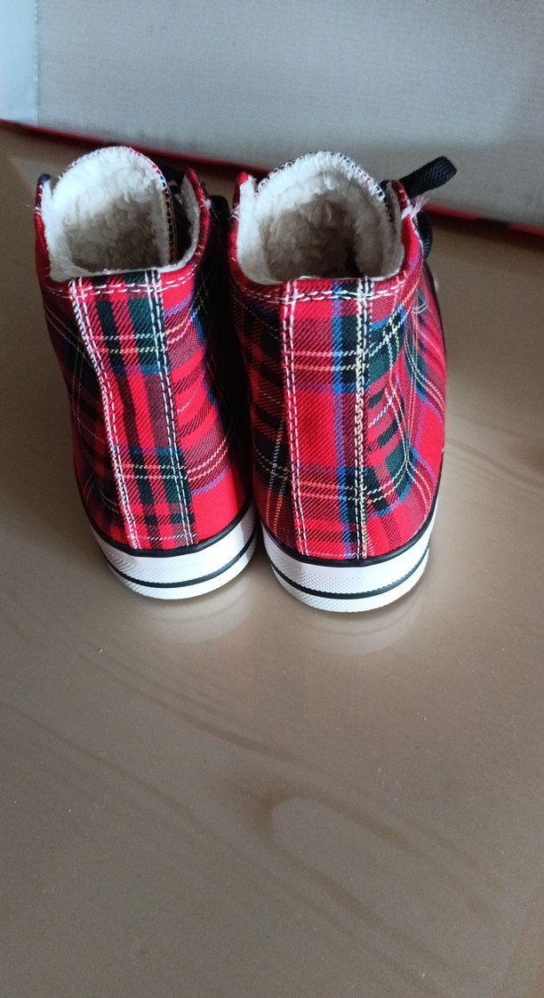 Kareli Kırmızı kışlık Converse - Görsel 3