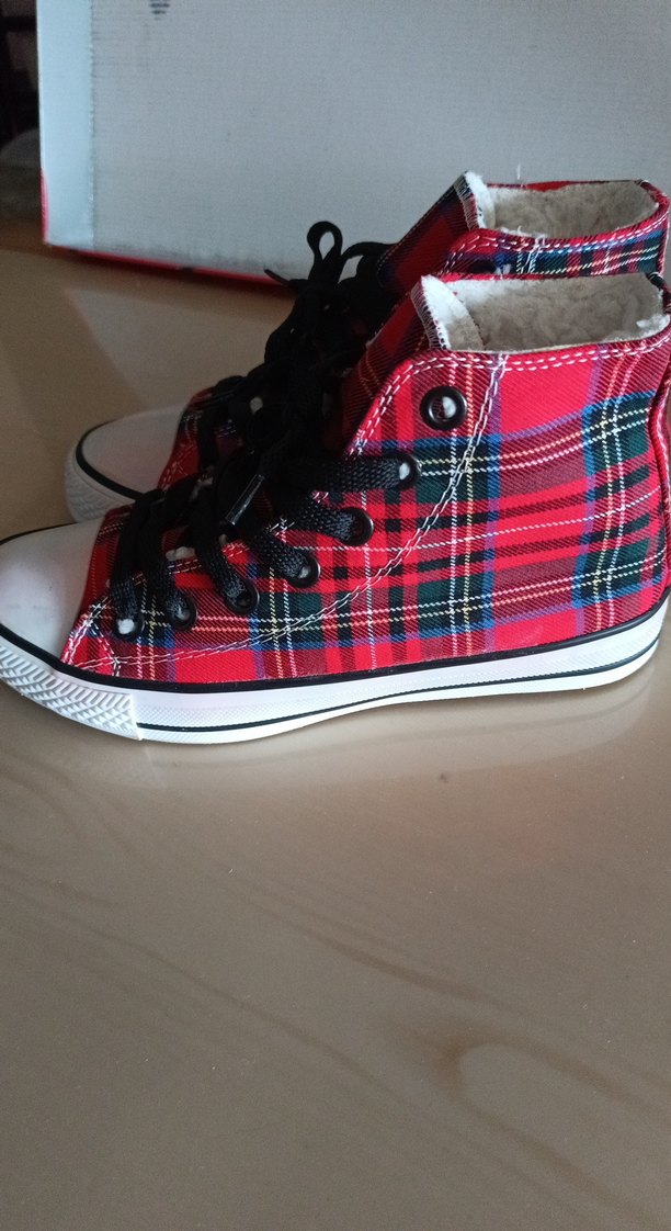 Kareli Kırmızı kışlık Converse - Görsel 2