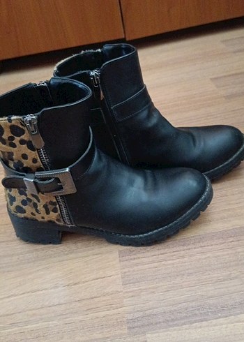 Kahverengi Leopar Desenli Tokalı Deri Bot - Görsel 2