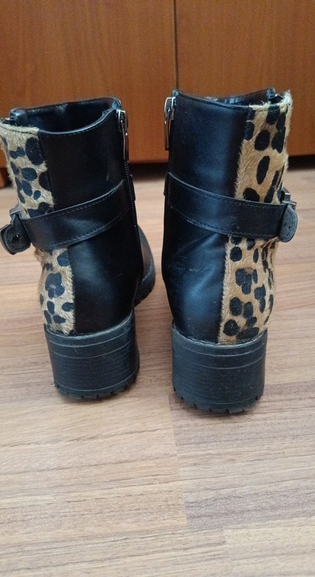 Kahverengi Leopar Desenli Tokalı Deri Bot - Görsel 5