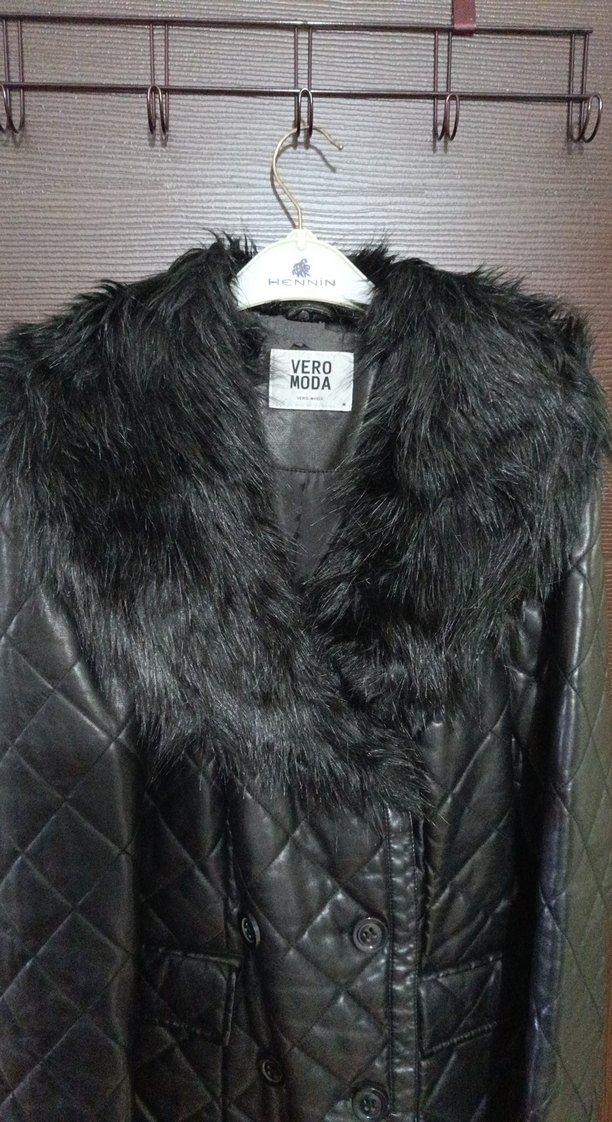 Kürk Detaylı Siyah Deri Biker Ceket - Görsel 2