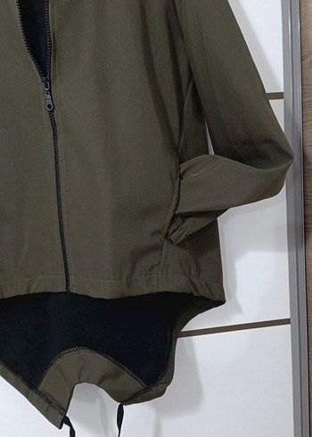 Haki renk Fermuarlı Kadın Yağmurluk Streetwear Ceket - Görsel 3