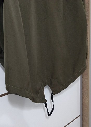 Haki renk Fermuarlı Kadın Yağmurluk Streetwear Ceket - Görsel 6