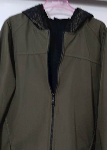 Haki renk Fermuarlı Kadın Yağmurluk Streetwear Ceket - Görsel 2