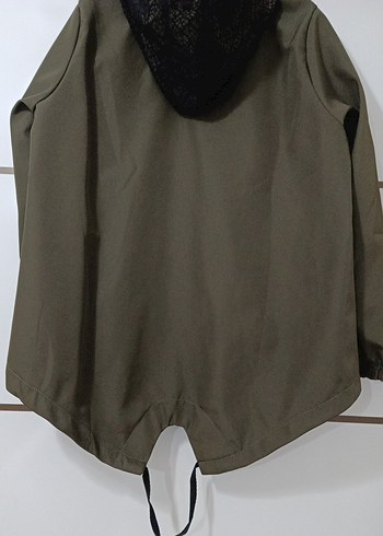 Haki renk Fermuarlı Kadın Yağmurluk Streetwear Ceket - Görsel 4