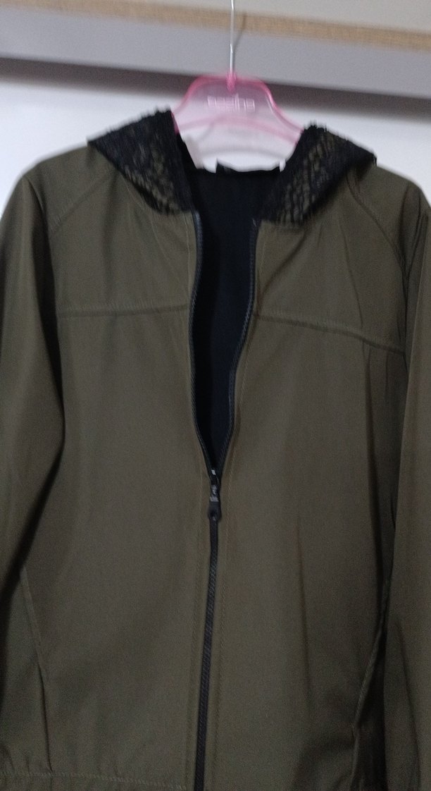 Haki renk Fermuarlı Kadın Yağmurluk Streetwear Ceket - Görsel 2