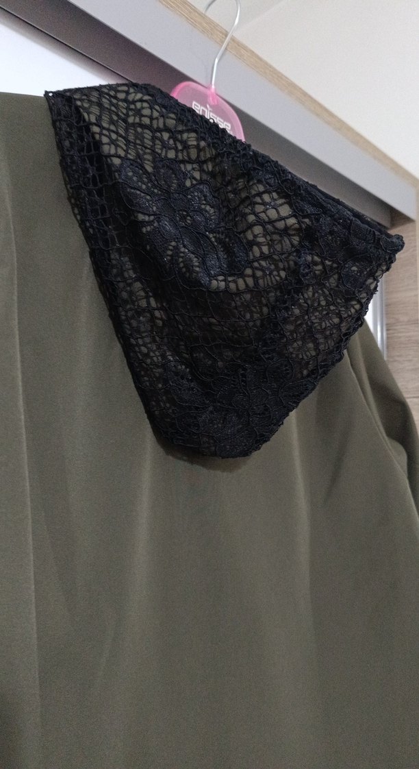 Haki renk Fermuarlı Kadın Yağmurluk Streetwear Ceket - Görsel 5