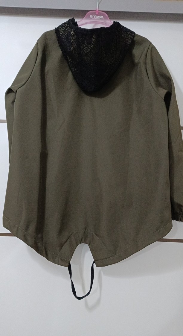 Haki renk Fermuarlı Kadın Yağmurluk Streetwear Ceket - Görsel 4