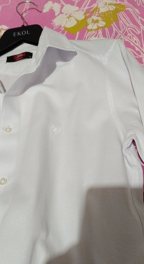 Düğmeli Beyaz Erkek Gömlek - Görsel 3