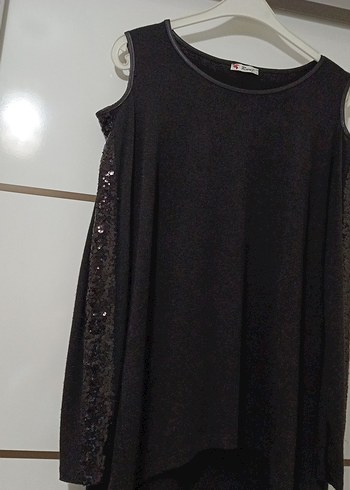 Uzun Kollu Omuzları açık Payetli Gotik Triko Tunik - Görsel 2