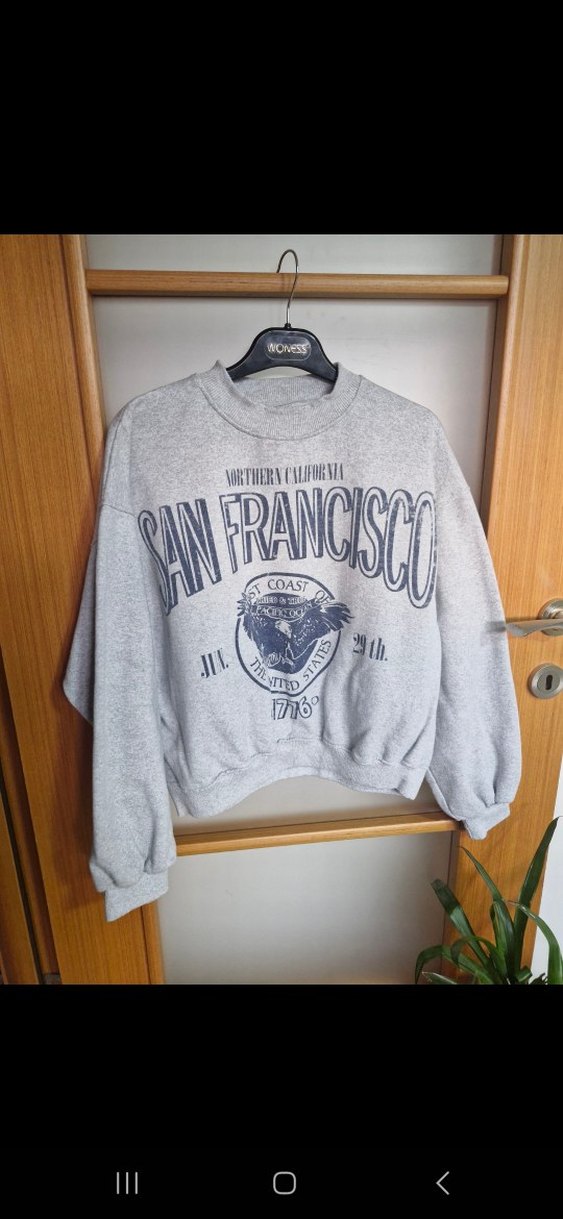 Gri Baskılı Kadın Sweatshirt - Görsel 2