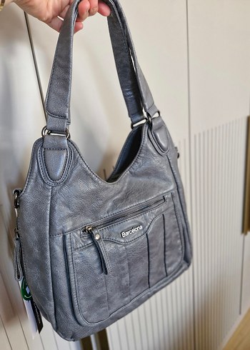 Gri Deri Kadın Çanta - Görsel 4