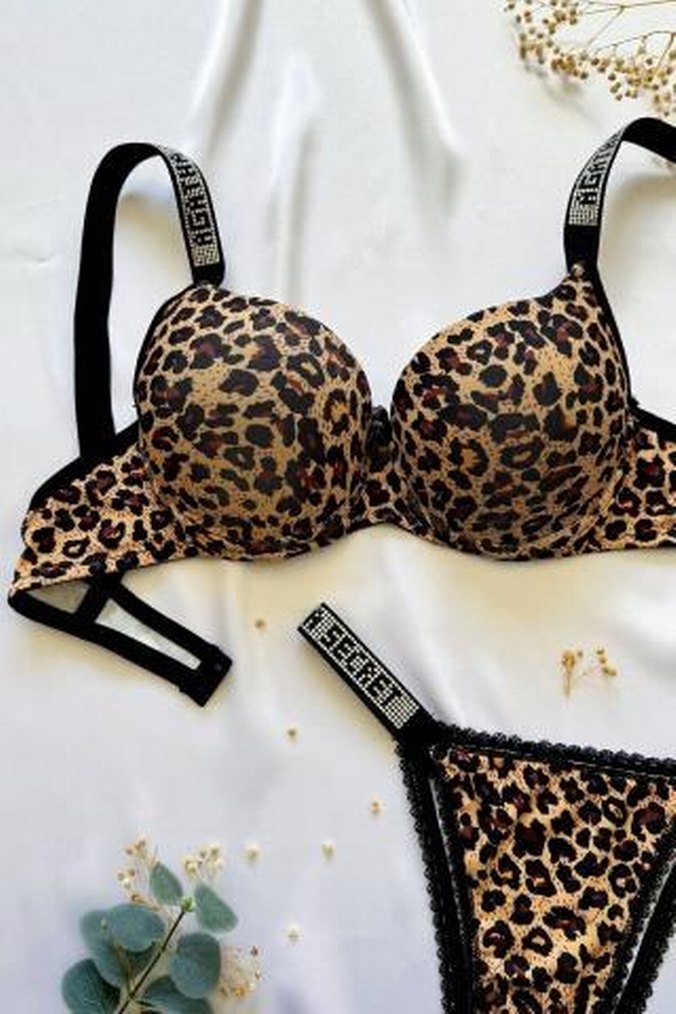 Leopar Desenli Kahverengi Sütyen - Görsel 2