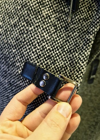 Kürk Yakalı Gri Kadın Kaban - Görsel 11