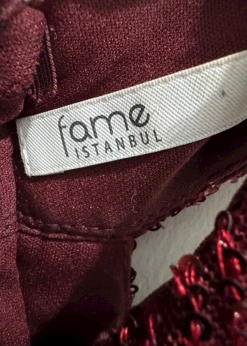 Bordo Payetli Uzun Abiye Elbise - Görsel 3