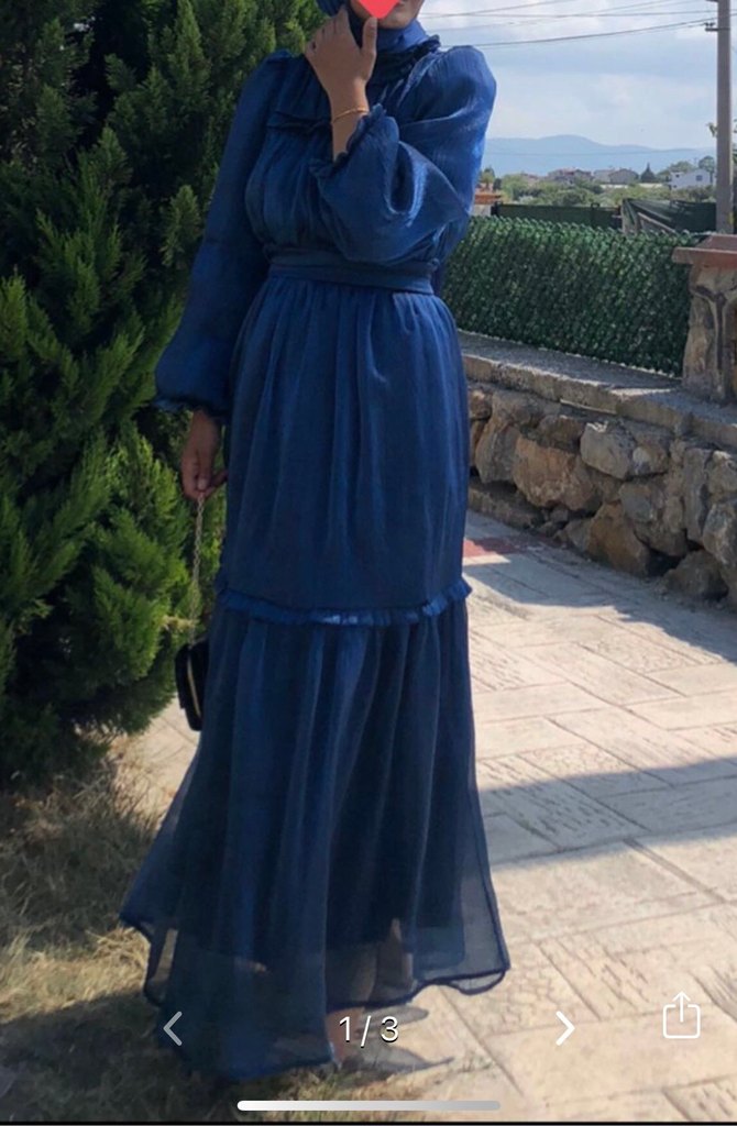 Mavi Bohem Uzun Salaş Elbise - Görsel 2