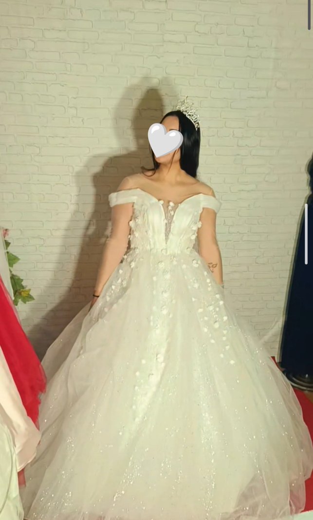 Beyaz Prenses çicek detaylı tül kollu sim işlemeli - Görsel 2