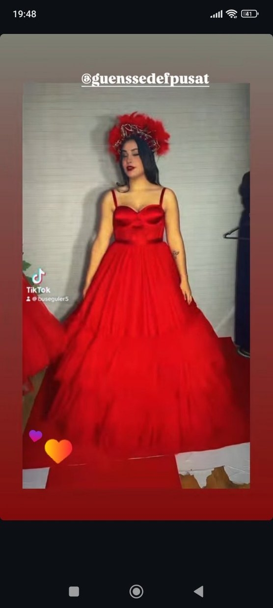 Parlak Kırmızı Uzun Drapeli Kadın Abiye - Görsel 2