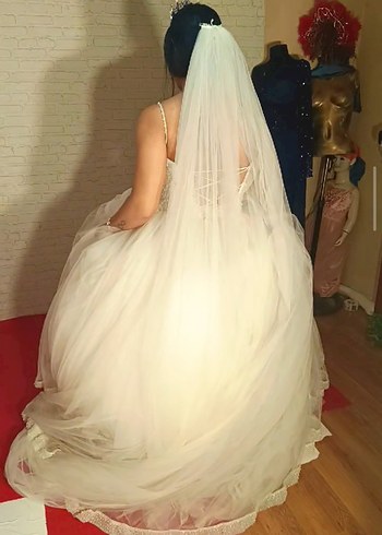 Straplez Prenses Gelinlik Beyaz - Görsel 3