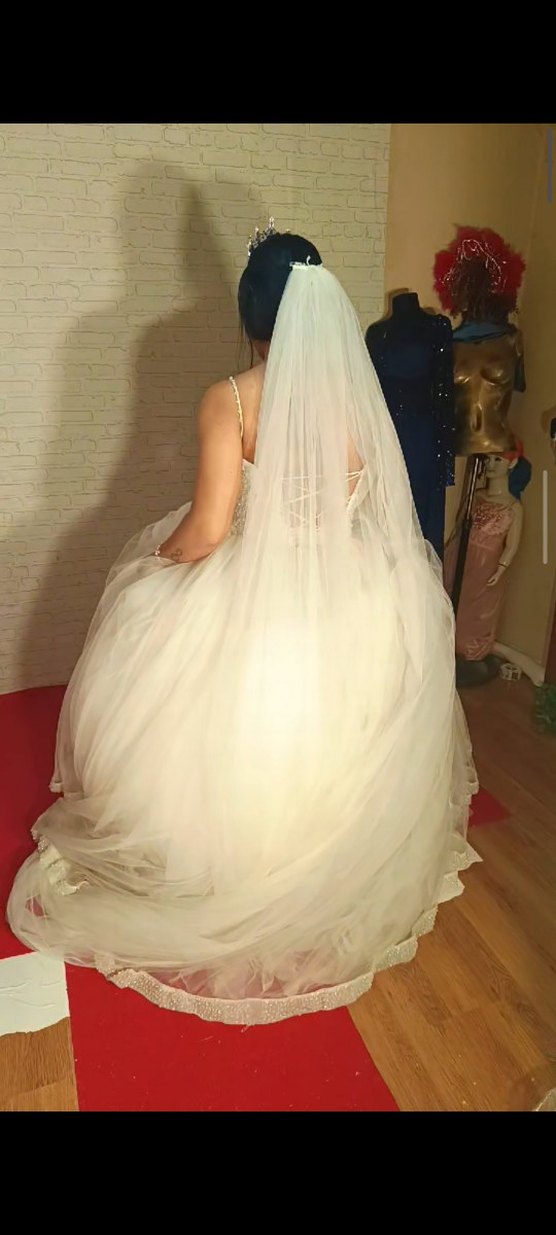 Straplez Prenses Gelinlik Beyaz - Görsel 3