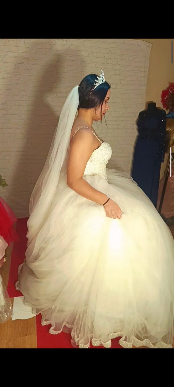 Straplez Prenses Gelinlik Beyaz - Görsel 2