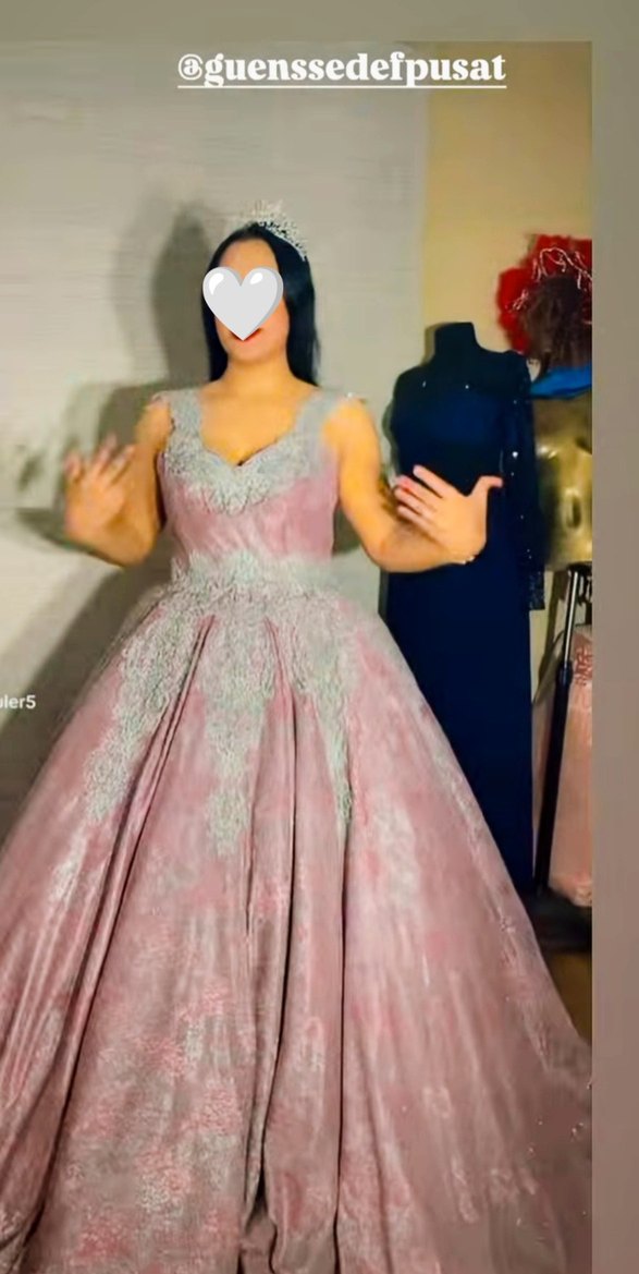 işleme Detaylı Pembe Uzun Abiye Elbise - Görsel 3