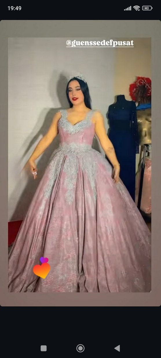 işleme Detaylı Pembe Uzun Abiye Elbise - Görsel 4