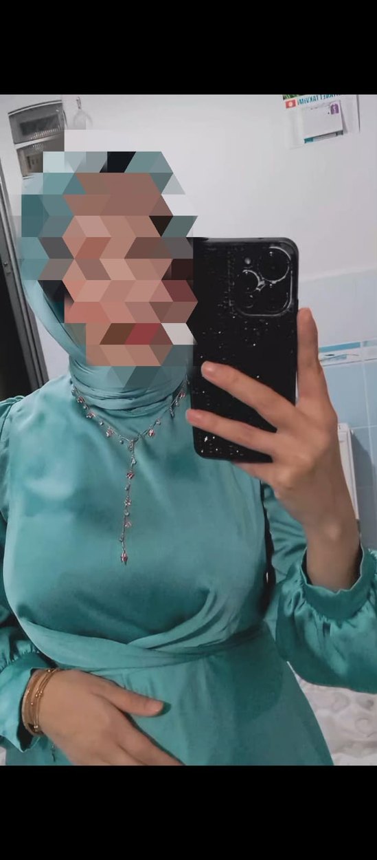 Uzun Turkuaz Drapeli Kadın Elbise - Görsel 2