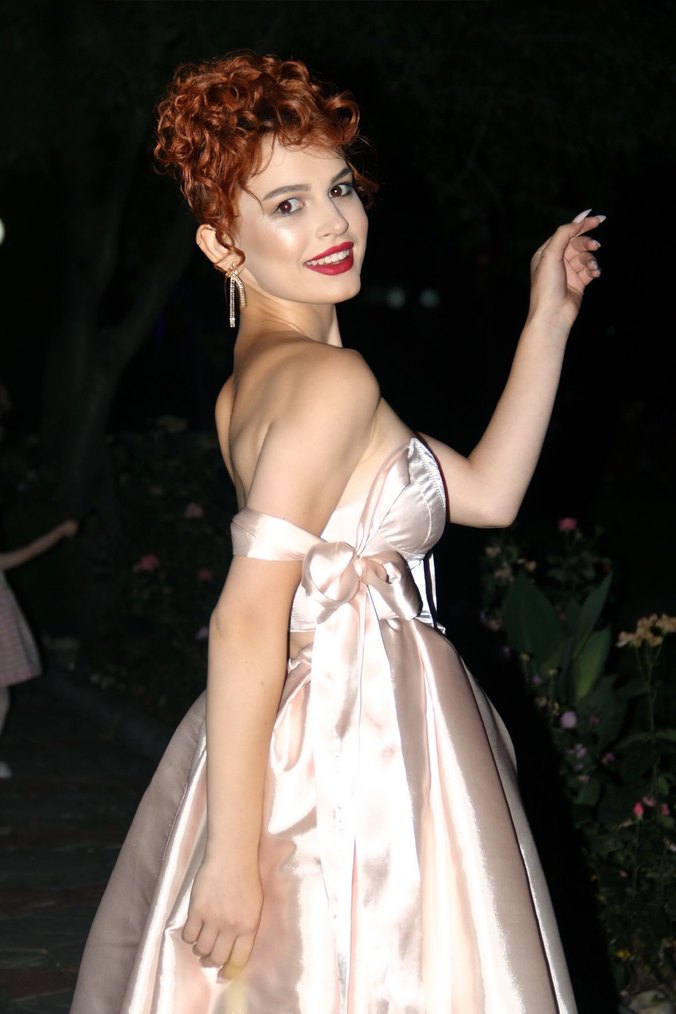 Toz pudra Pembe Straplez Parlak Midi Elbise - Görsel 2