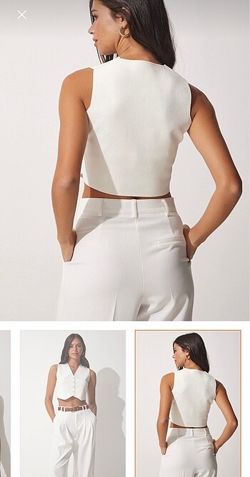 s Beden beyaz Renk Triko crop yelek