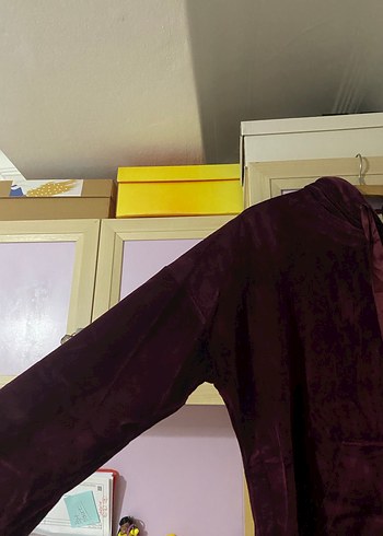 Bordo Kadın Kapüşonlu Süet Sweatshirt - Görsel 2