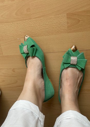 Yeşil süet fiyonklu babet - Görsel 8