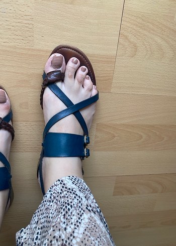 Kahverengi Bohem Sandalet - Görsel 4