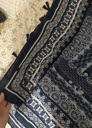 Lacivert Bohem Kadın Şal - Görsel 2