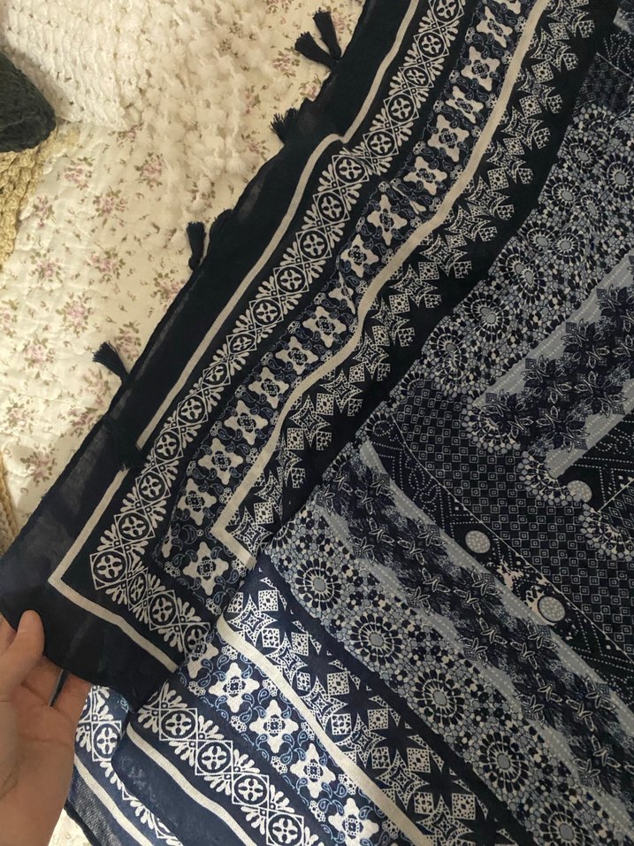 Lacivert Bohem Kadın Şal - Görsel 2