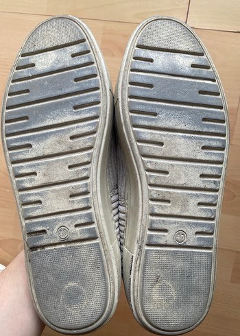 Beyaz Pliseli Keten Kadın Sneakers - Görsel 11