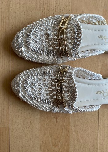 Bej Örgü Dantel Detaylı Kadın Terlik - Görsel 5