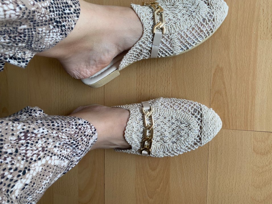 Bej Örgü Dantel Detaylı Kadın Terlik - Görsel 3