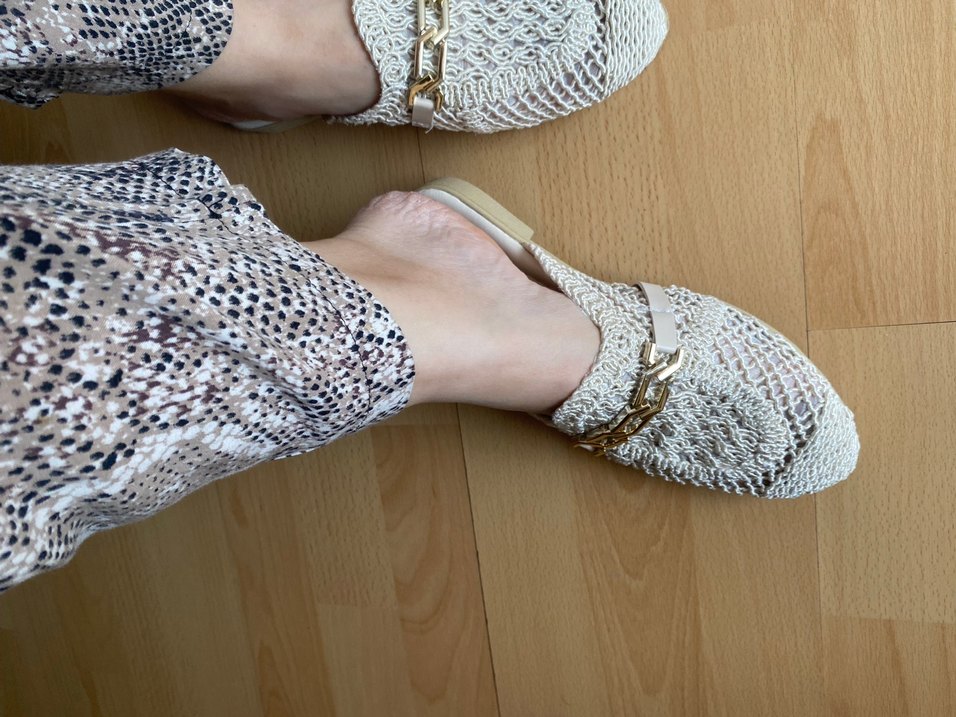 Bej Örgü Dantel Detaylı Kadın Terlik - Görsel 4