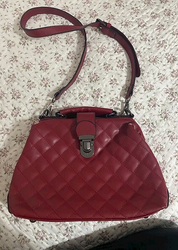 Bordo Deri Kadın El Çantası - Görsel 7