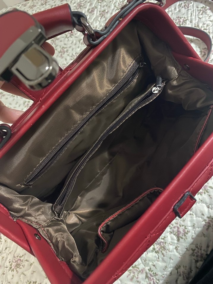 Bordo Deri Kadın El Çantası - Görsel 5