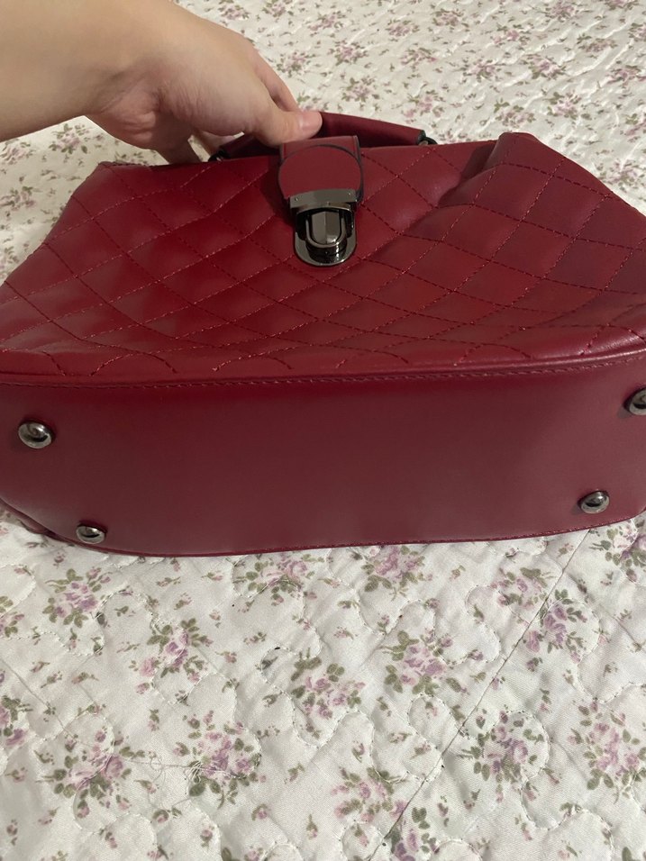 Bordo Deri Kadın El Çantası - Görsel 4