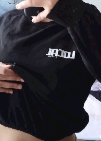 Siyah Baskılı Rahat Kesim Sweatshirt - Görsel 2