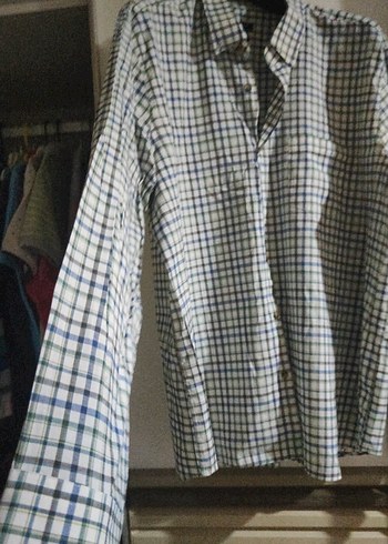 50-6 drop Beden Erkek Beyaz Pamuklu Uzun Kollu Kareli Gömlek 4xl