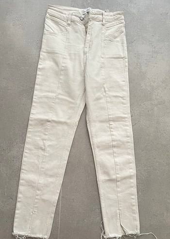 Addax Krem Kadın Normal-Dar Kesim Kot Pantolon