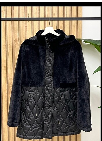 Kapitone peluş mont 