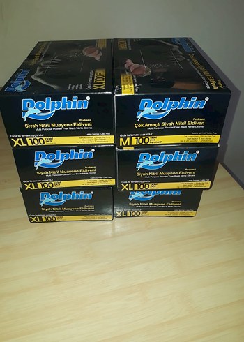 Dolphin Siyah Nitril Muayene Eldiveni 5 Adet XL 100'lü 1 Adet M