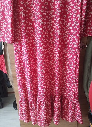 Diğer Uzun pembe rahat şapkalı elbise